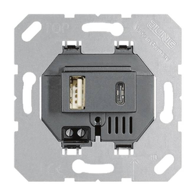 Jung USB-Ladegerät USB15CASW schwarz Install.Baumaterial Schaltermat/Geb.Steu Schalter Steckdosenm