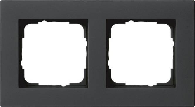 GIRA 0212095 Abdeckrahmen 2fach flach E2 Schwarz matt Install.Baumaterial Schaltermat/Geb.Steu