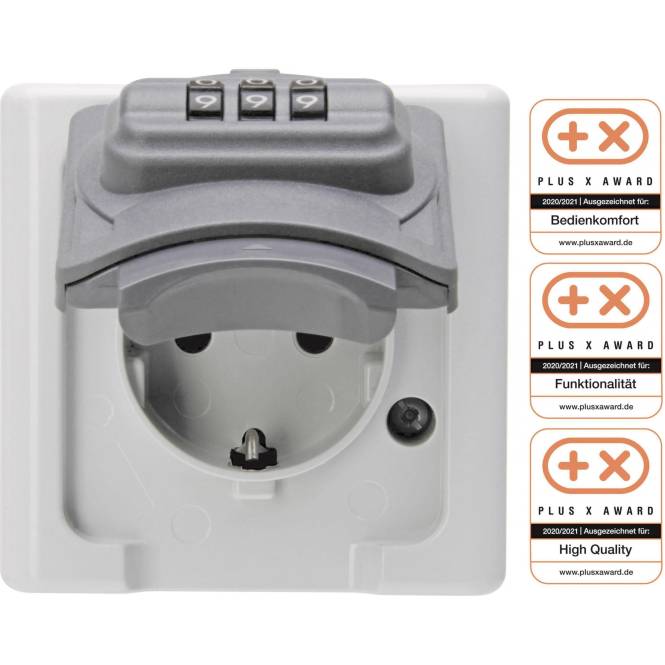 Kopp APWG Blue Electric 109856007 Schuko mit Zahlenschloss grau Install.Baumaterial Schalter