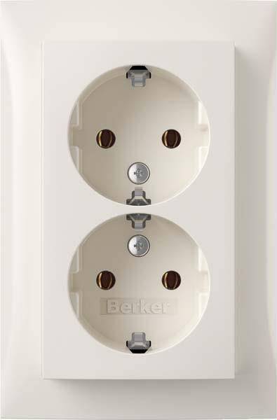 Berker Doppelsteckdose SCHUKO m 47748989 Abdeckplatte S.1 pws glänzend Install.Baumaterial Schalter