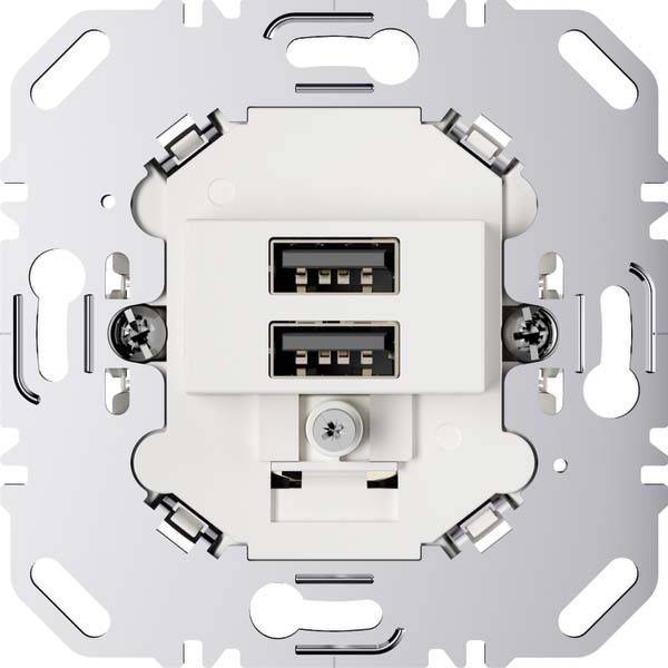 Berker USB Ladesteckdose 230V 260209 2fach 3.0A eckiger Tragring polarwei Install.Baumaterial