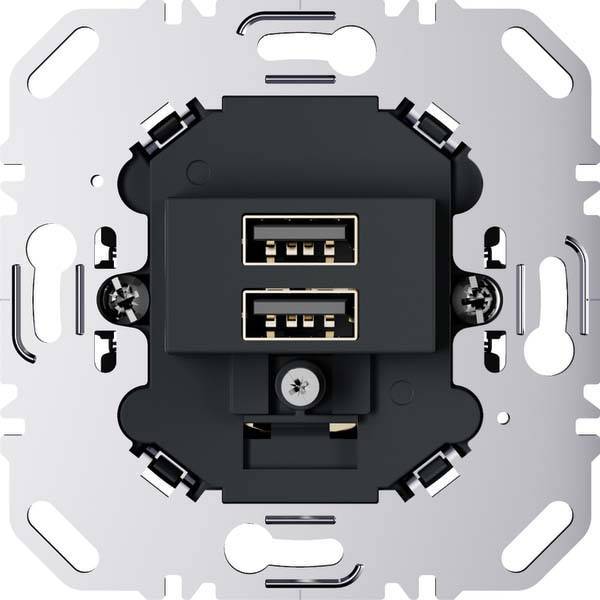 Berker USB Ladesteckdose 230V 260205 2fach 3.0A eckiger Tragring anthrazit Install.Baumaterial