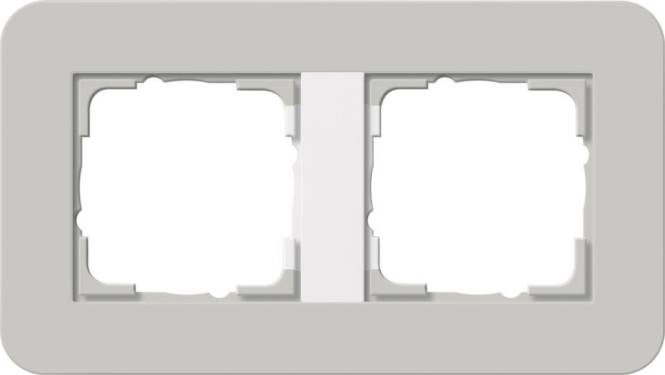 GIRA 0212412 Abdeckrahmen 2fach E3 Grau/Reinweiß glänzend Soft-Touch Install.Baumaterial Schalter