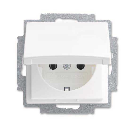 BJ balance SI Schuko Kombi 20 EUK-914 mit Klappdeckel alpinweiß Install.Baumaterial Schalter