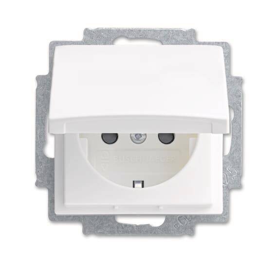 BJ balance SI Schuko mit 20 EUKB-914 Klappd. + erh. Ber.-sch. / alpinweiss Install.Baumaterial