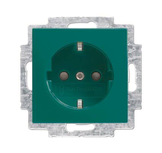 BJ balance SI Steckdosen- 20 EUCB-13-914 Einsatz mit erh. Ber.-sch. / grün Install.Baumaterial