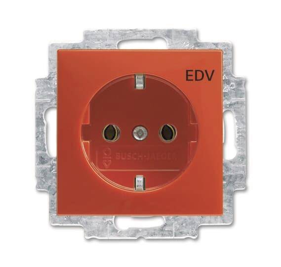 BJ balance SI Schuko Kombi 20 EUC/DV-917 mit Aufdruck EDV rot Install.Baumaterial Schalter