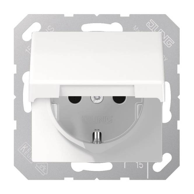 JG SCHUKO Steckdose AS1520KIKLWW m.Klappd.KI 16A 250V AS alpinweiß Install.Baumaterial Schalter