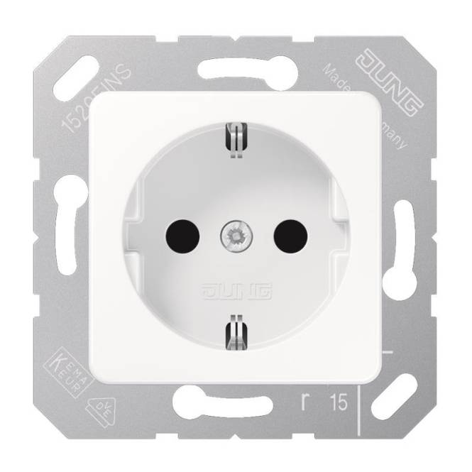 JG SCHUKO Steckd.f.Klappd. CD5120BFWW weiss Install.Baumaterial Schaltermat/Geb.Steu Schalter