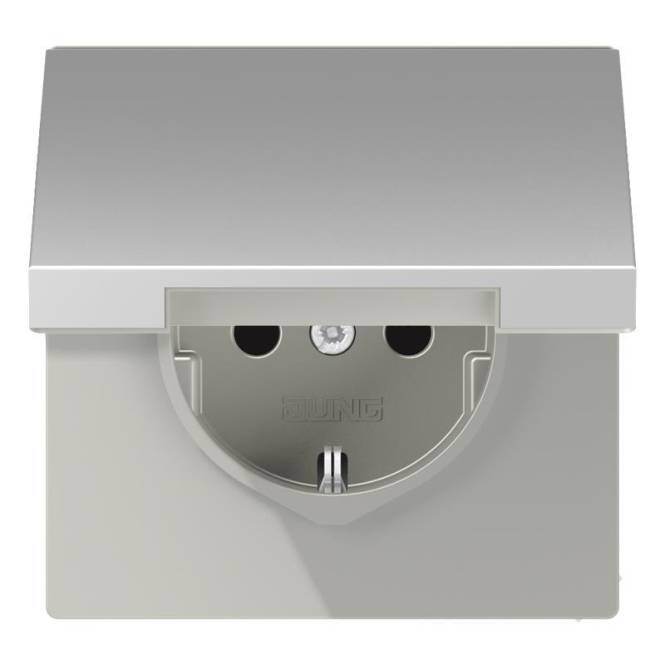 JG SCHUKO Steckdose m.Klappd. AL1520KL 16A 250V LS aluminium Install.Baumaterial Schalter
