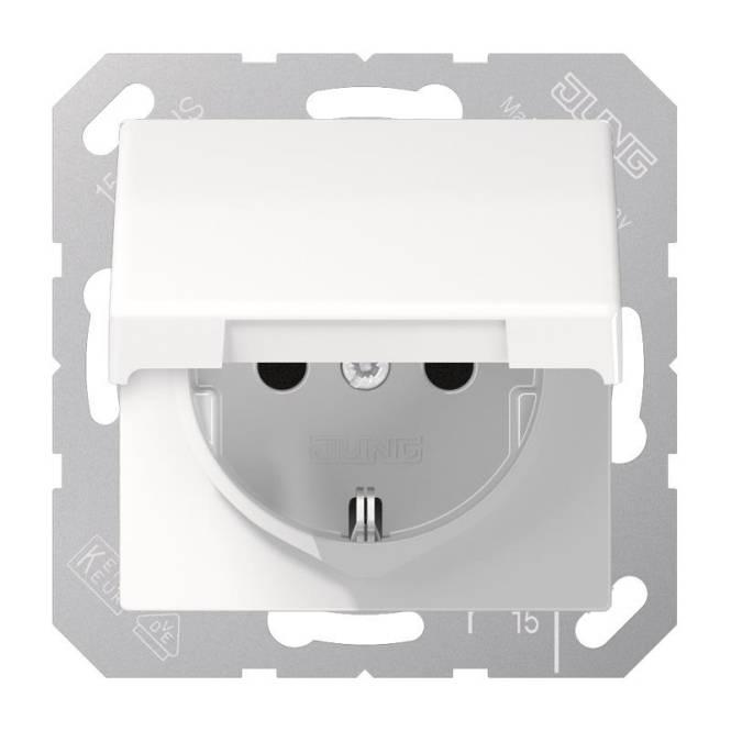 JG SCHUKO-Steckdose AS1520BFKLWW m.Klappdeckel alpinweiß Install.Baumaterial Schaltermat/Geb.Steu