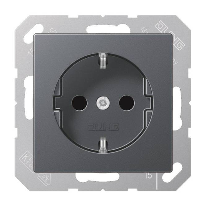JG SCHUKO Steckd. 16A 250V A1520BFANM Serie A anthrazit matt Install.Baumaterial Schalter