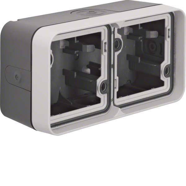 BER APWG Gehäuse m.Rahmen W.1 6719323515 2fach waager. 4 Leitungseinf. lichtgrau Schalter