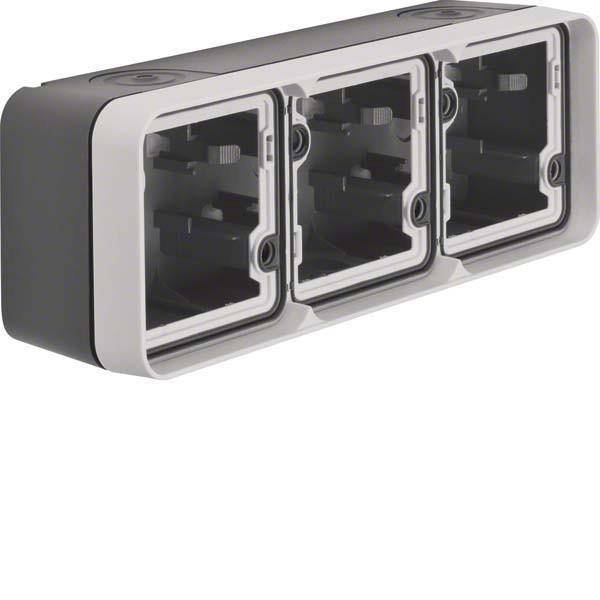 BER APWG Gehäuse m.Rahmen W.1 6019303505 3fach waager. mit Leitungseinf. lichtgr. Schalter