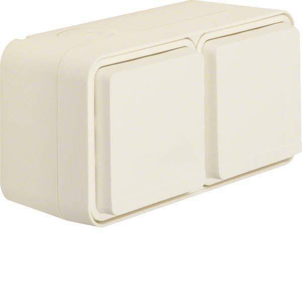 BER APWG Steckdose SCHUKO W.1 47843512 2fach waagerecht u.Klappd. polarweiß Install.Baumaterial