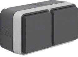 Berker Doppelsteckdose SCHUKO 47753525 m.Klappdeckel APWG W.1 lichtgrau Install.Baumaterial Schalter