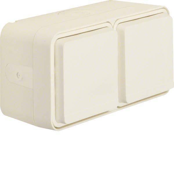 Berker Doppelsteckdose SCHUKO 47753522 m.Klappdeckel AP W.1 polarweiß Install.Baumaterial Schalter