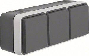 BER 3fach-Steckdose SCHUKO 47733515 m.Klappdeckel AP W.1 lichtgrau Install.Baumaterial Schalter