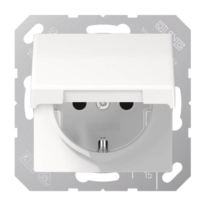 JG SCHUKO Steckdose AS1520KLWW m. Klappdeckel alpinweiss Install.Baumaterial Schaltermat/Geb.Steu