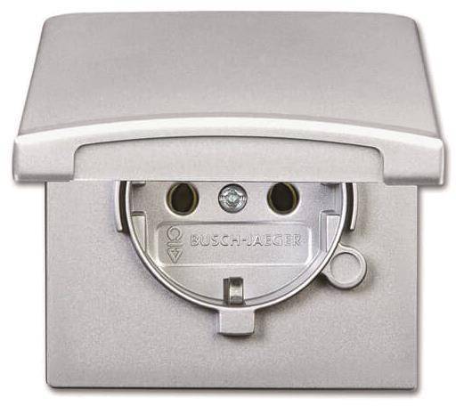 BJ Steckdose, Klappdeckel 20 EUGK-33-101 Allwetter wassergeschützt IP44 alusil Install.Baumaterial