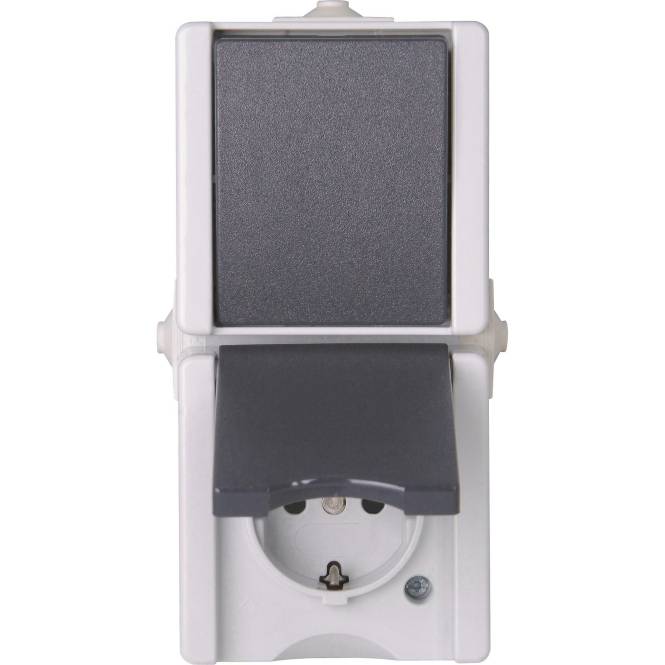 KOPP APWG proAQA Kombination 139356003 Schuko und Wechsel grau senkrecht Install.Baumaterial
