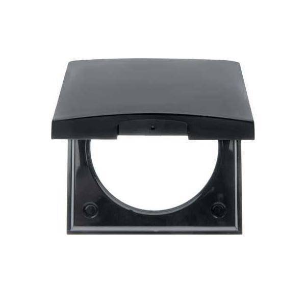 BER Rahmen 1fach mit 0918282510 Klappdeckel Integro Flow/Pure schwarz, Install.Baumaterial Schalter