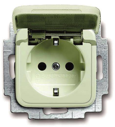 BJ Duro 2000 SI Schuko mit 20 EUKB-212 Klappdeckel mit erh. Ber.-sch. / weiss Install.Baumaterial
