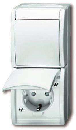 BJ Kombi Steckdose 2601/6/20 EBW-54 Wippschalter ocean IP44 alpinweiß Install.Baumaterial Schalter