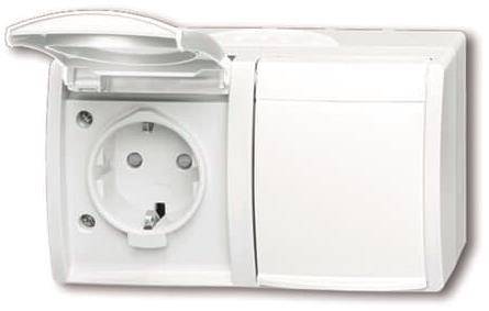 BJ Ocean Steckdose mit 20/2 EBW-54 Klappdeckel waager 2fach AP Install.Baumaterial Schalter