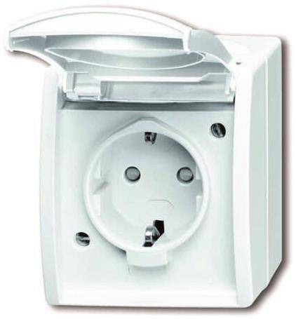 BJ ocean Steckdose mit erh. 20 EBW-54 Berührungsschutz alpinweiß Install.Baumaterial Schalter