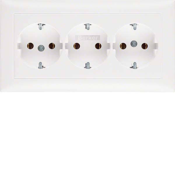 BER S1 Schuko Voll 3fach 47661909 polarweiß matt Install.Baumaterial Schaltermat/Geb.Steu Schalter