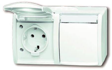 BJ APWG ocean Schuko mit 20/2EWN-54 Schriftfeld 2fach waager alpinweiß Install.Baumaterial Schalter