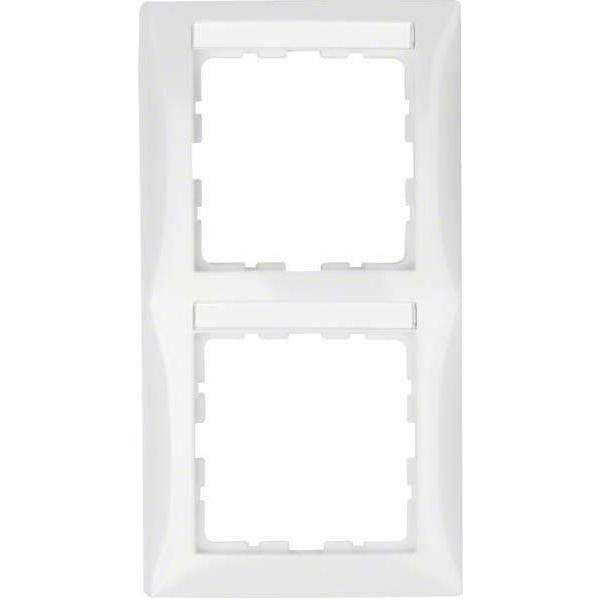 BER S1 Rahmen mit 10128919 Schriftfeld 2fach polarweiss glänzen Install.Baumaterial Schalter