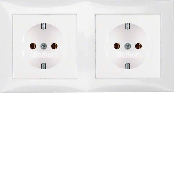 BER S1 Schuko Kombi mit 47208989 Rahmen 2fach polarweiss glänzend Install.Baumaterial Schalter