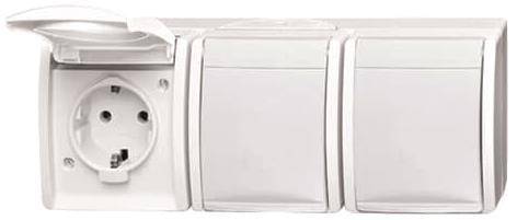 BJ APWG ocean Schuko 2300/3EW-54 3fach waagerecht alpinweiss Install.Baumaterial Schalter