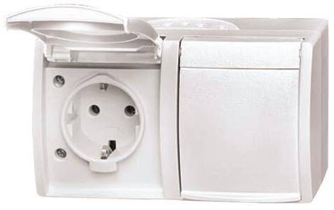 BJ APWG ocean AP Schuko 20/2EW-54 2fach waagerecht alpinweiss Install.Baumaterial Schalter