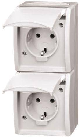 BJ APWG ocean AP Schuko 20-02EW-54 2fach alpinweiss senkrecht Install.Baumaterial Schalter