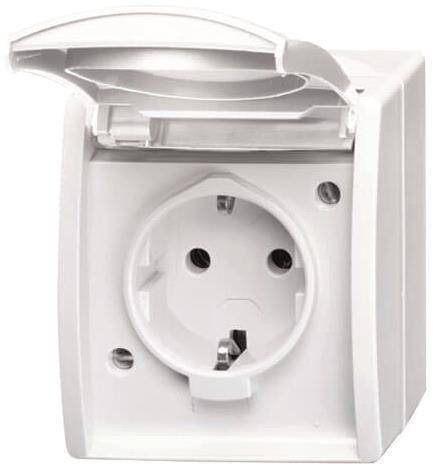 BJ APWG ocean Schuko mit 20EWN-54 Schriftfeld 1fach alpinweiss Install.Baumaterial Schalter