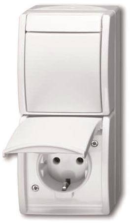 BJ APWG ocean Kombination 2601/6/20EW-54 Schuko + Wechsel senkrecht alpinweiss Install.Baumaterial
