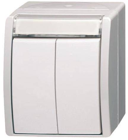 BJ APWG ocean Doppel- 2621WN-54-205-101 Taster +Schriftfeld 1polig alpinweiß Install.Baumaterial