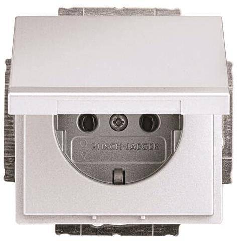BJ future linear Schuko Kombi 20EUK-83 mit Klappdeckel Alusilber Install.Baumaterial Schalter