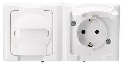 KOPP APWG Blue Electric 1312.0200.3 Schuko 2fach arktis-weiss waagerech Install.Baumaterial Schalter