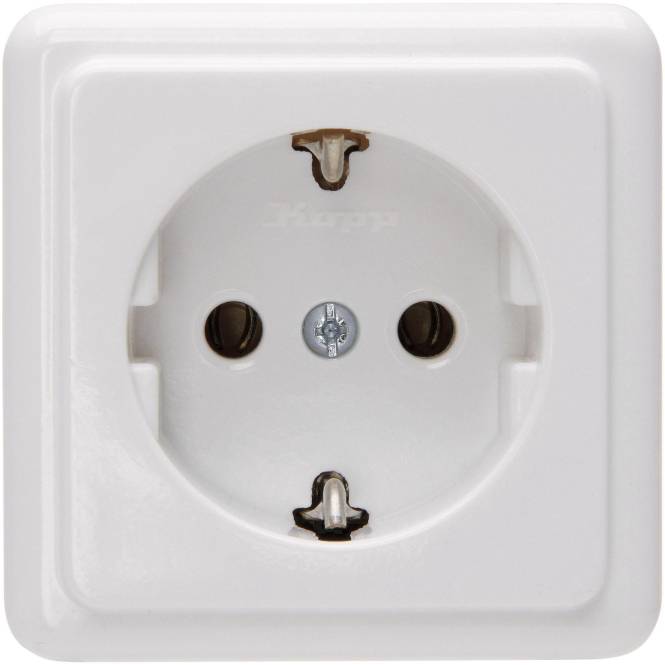 KOPP AP Schuko 1fach 101802000 arktis-weiss mit Bodenplatte Install.Baumaterial Schaltermat/Geb.Steu