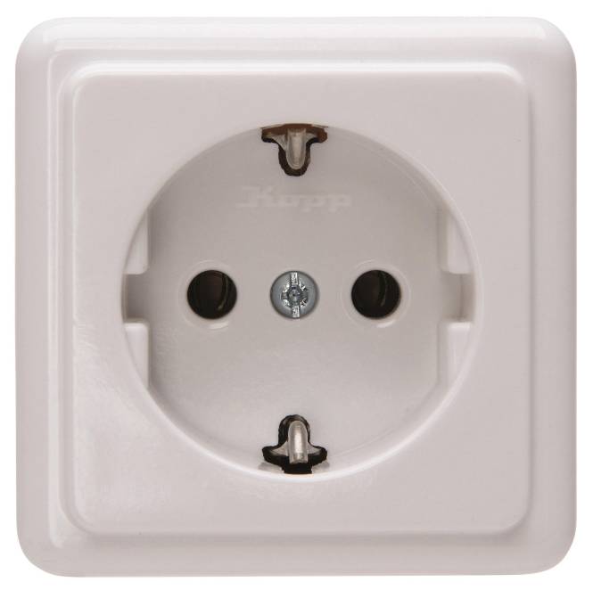 KOPP AP Schuko 1fach 101802000 arktis-weiss mit Bodenplatte Install.Baumaterial Schaltermat/Geb.Steu