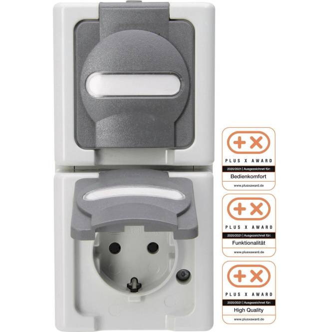 KOPP APWG Blue Electric 1314.5600.8 Schuko 2fach grau senkrecht Install.Baumaterial Schalter