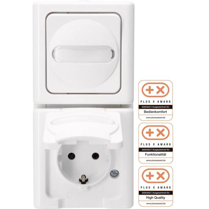 KOPP APWG Blue Electric 1308.0200.0 Kombination Schuko & Wechsel weiß senkr. Install.Baumaterial