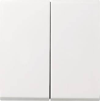 Ein weißer, doppelter Lichtschalter mit einem sauberen, minimalistischen Design.