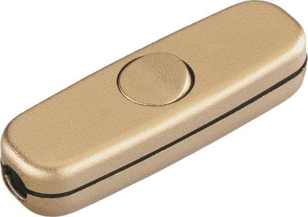 Ein goldener ovaler Türklingelknopf mit einer zentralen kreisförmigen Druckfläche vor einem weißen Hintergrund.