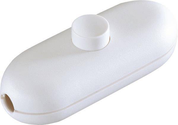 Ein weißes, oval geformtes, haptisches Schaltgerät mit einem zentralen zylindrischen Knopf, das sich für verschiedene Anwendungen eignet.