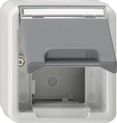 GIRA 026230 Gehäuse Klappdeckel+BSF Einschübe Komm.technik WG AP IP44 Grau Install.Baumaterial